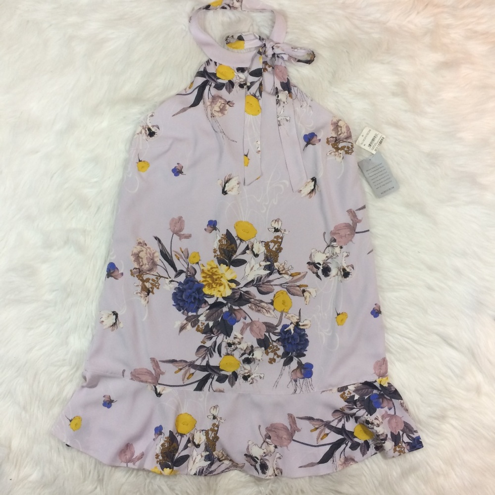 NEW Chelsea 28 Lavendar Purple Floral Halter Dress - Picture 2 of 8